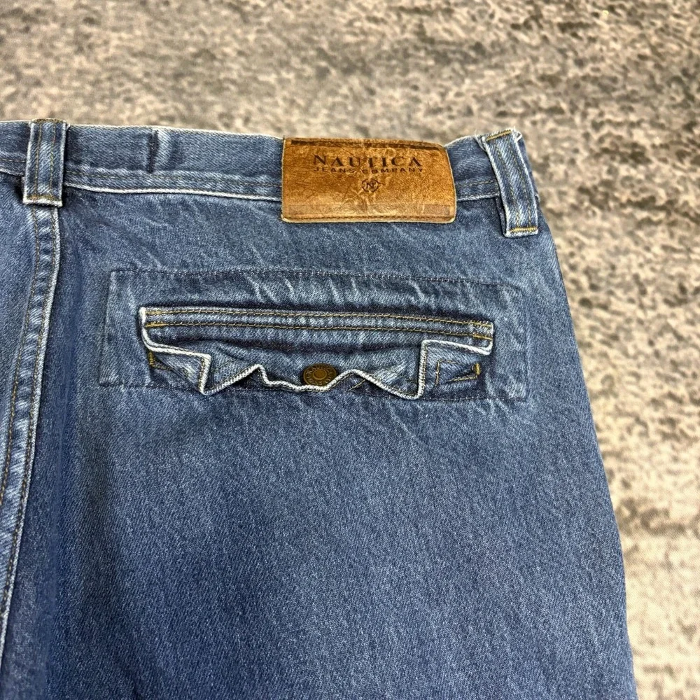 Nautica Cargo Jeans Mens 36x32 Blue Baggy Wide Leg Utility Skater VTG Y2K